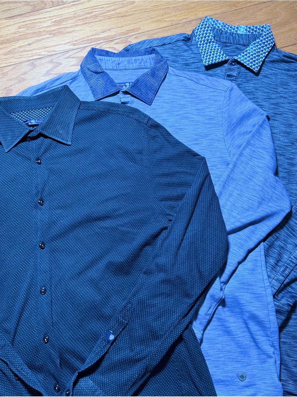 Stone Rose Men's Blue Button-Down Collared Shirts - Trio
